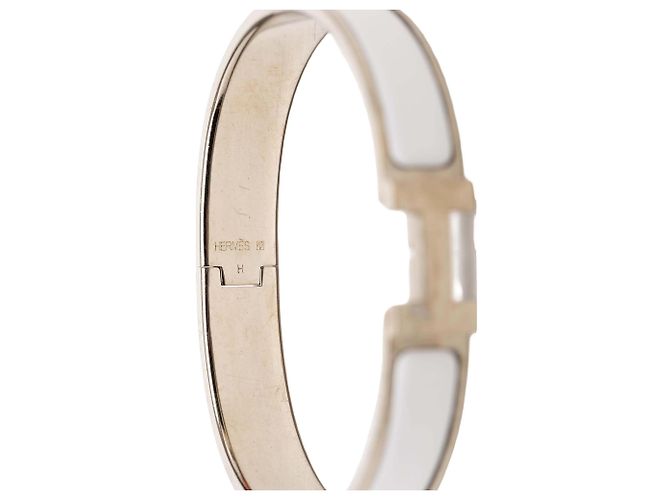 Hermès Clic H Armband schmal Email Weiß GM - Ansicht 4