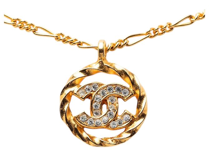 Collana con pendente in strass placcato oro Gold Chanel CC D'oro - vista 2