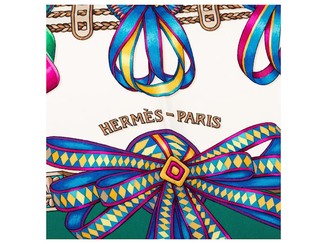 Seidentuch Hermès Les Rubans du Cheval 90 weiß - Ansicht 4