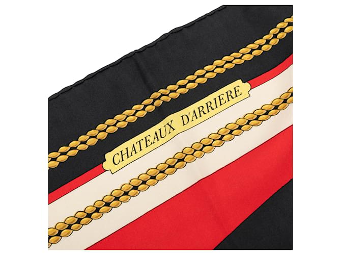Sciarpa in seta Hermès Chateaux D Arriere 90 nera Nero - vista 3