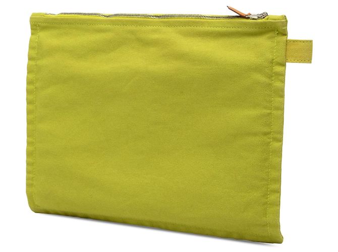 Pochette con zip Hermès Toile Bora Bora Green GM Verde - vista 2