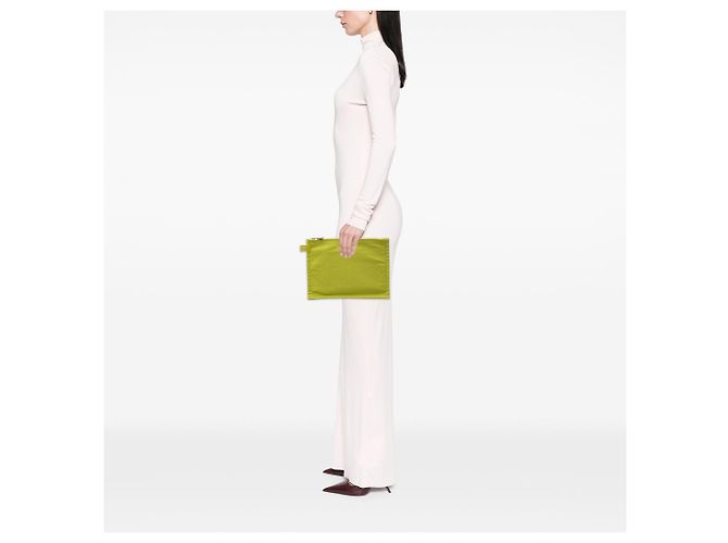 Pochette con zip Hermès Toile Bora Bora Green GM Verde - vista 6