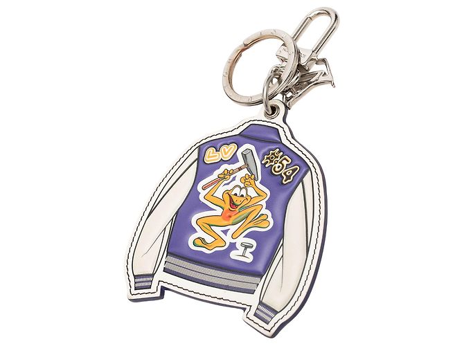 Portachiavi e charm Illustre in pelle stampata e ottone viola Louis Vuitton LV Varsity Jacket Porpora - vista 2