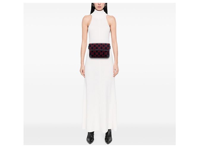 Borsa a tracolla slim in lana GG Gucci nera Nero - vista 7