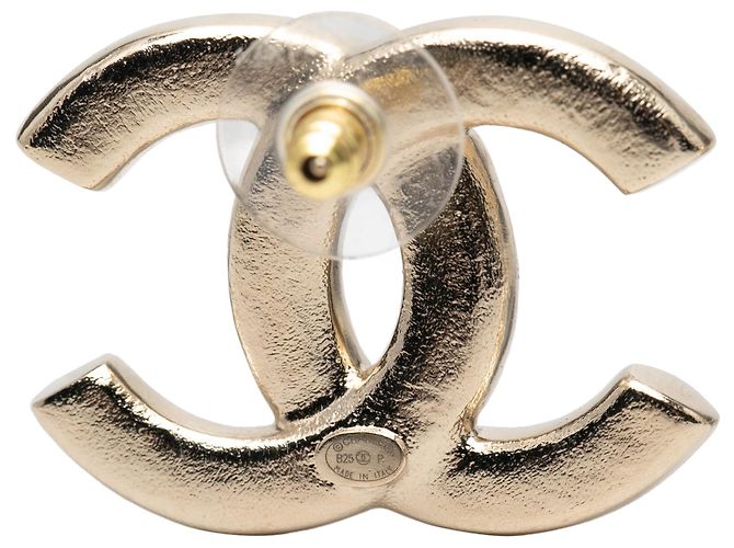 Chanel CC Ohrringe vergoldet mit Strass und Kunstperlen, Stecker Golden - Ansicht 3