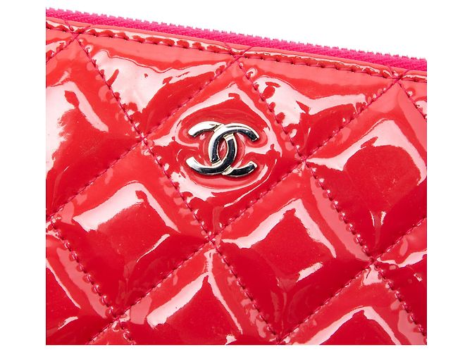 Clutch Chanel Small Red Quilted Patent O Case Rosso - vista 5