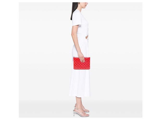 Clutch Chanel Small Red Quilted Patent O Case Rosso - vista 6