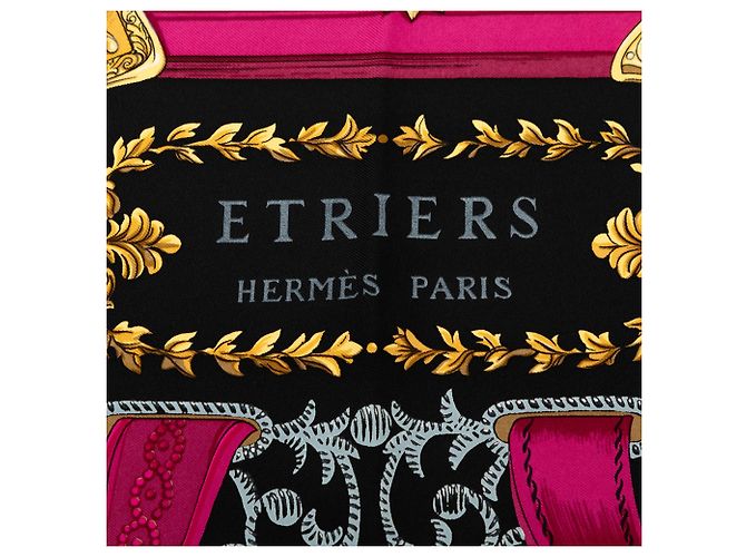 Hermès Etriers Seidentuch 90 Schwarz - Ansicht 3