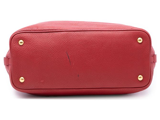 Borsa shopper Prada Vitello Daino rossa con zip laterale Rosso - vista 3