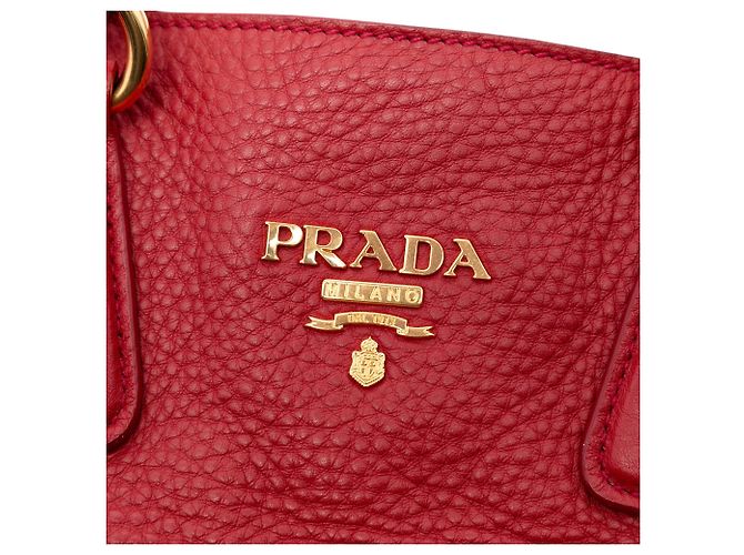 Borsa shopper Prada Vitello Daino rossa con zip laterale Rosso - vista 5