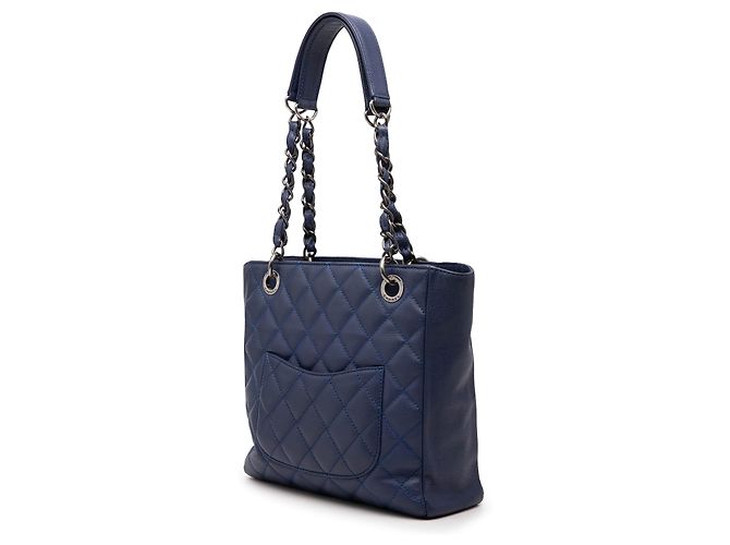 Piccola borsa shopping Chanel Caviar blu - vista 2