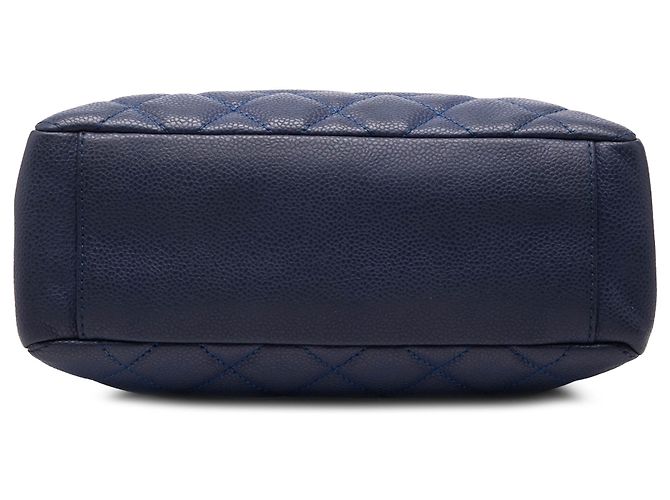 Piccola borsa shopping Chanel Caviar blu - vista 3