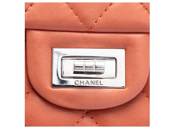 Borsa a tracolla Chanel Reissue 2.55 Double Flap in agnello trapuntato arancione - vista 5
