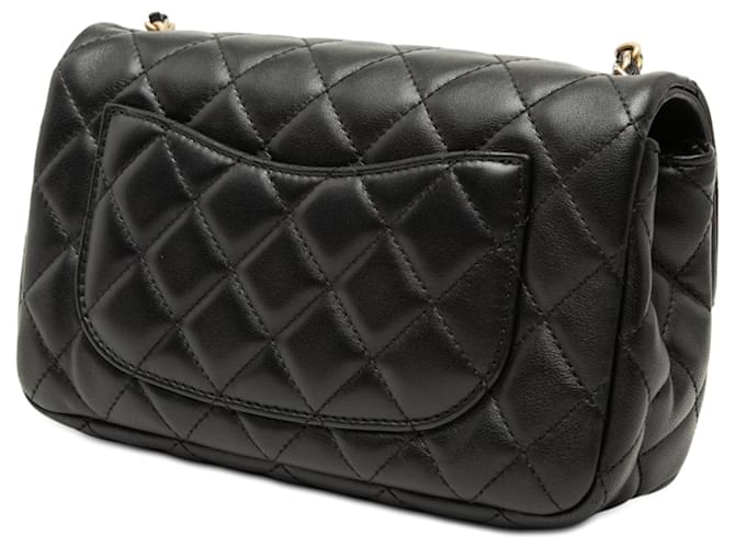 Borsa a tracolla Chanel Mini Rectangular Classic Lambskin Romance Single Flap nera Nero - vista 2