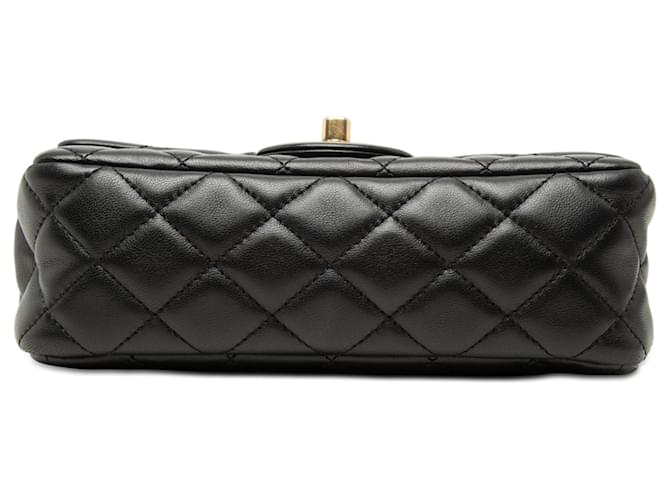 Borsa a tracolla Chanel Mini Rectangular Classic Lambskin Romance Single Flap nera Nero - vista 3