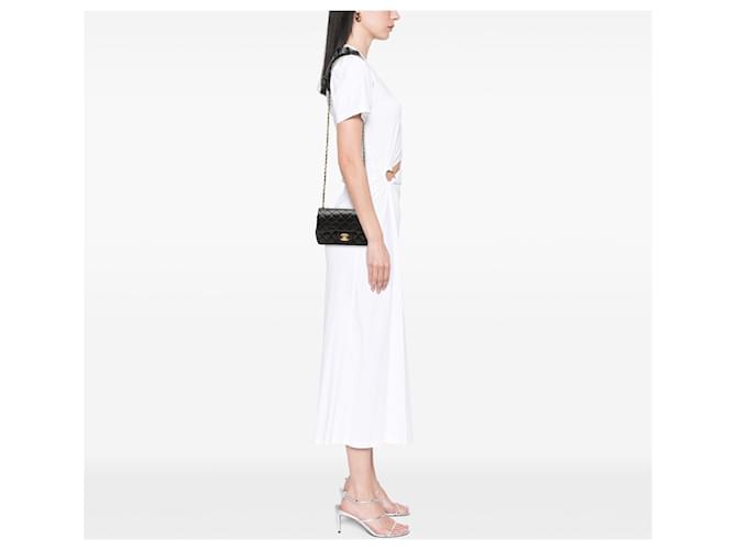 Borsa a tracolla Chanel Mini Rectangular Classic Lambskin Romance Single Flap nera Nero - vista 6