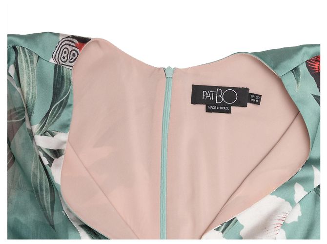 Autre Marque Grünes und cremefarbenes PatBO Mini-Kleid mit Blumenprint Größe US 0 - Ansicht 6