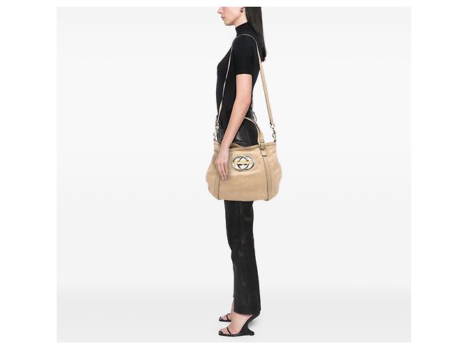 Borsa Gucci Medium Guccissima Web Britt marrone - vista 7