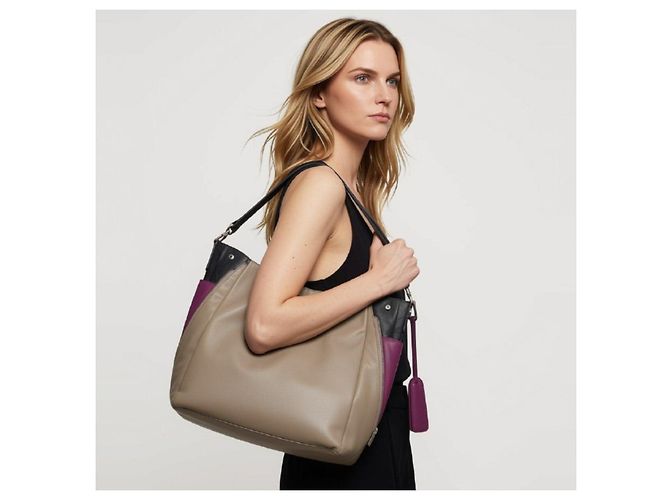 Borsa Hobo in pelle beige Jil Sander Nero Porpora - vista 2