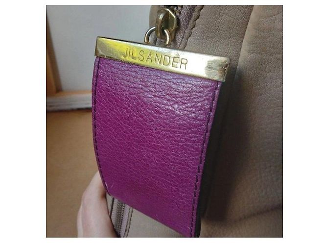 Borsa Hobo in pelle beige Jil Sander Nero Porpora - vista 4