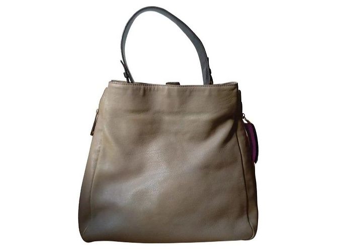 Borsa Hobo in pelle beige Jil Sander Nero Porpora - vista 6