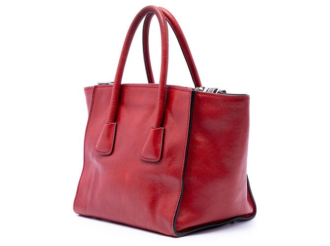 Borsa satchel in pelle di vitello lucida rossa Prada Rosso - vista 2