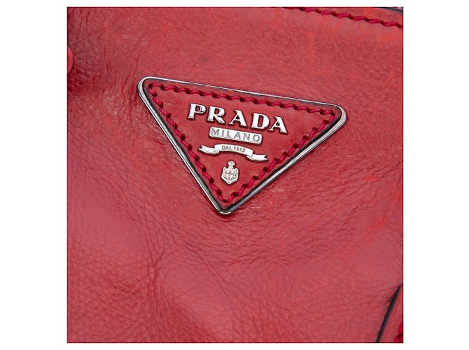 Borsa satchel in pelle di vitello lucida rossa Prada Rosso - vista 5