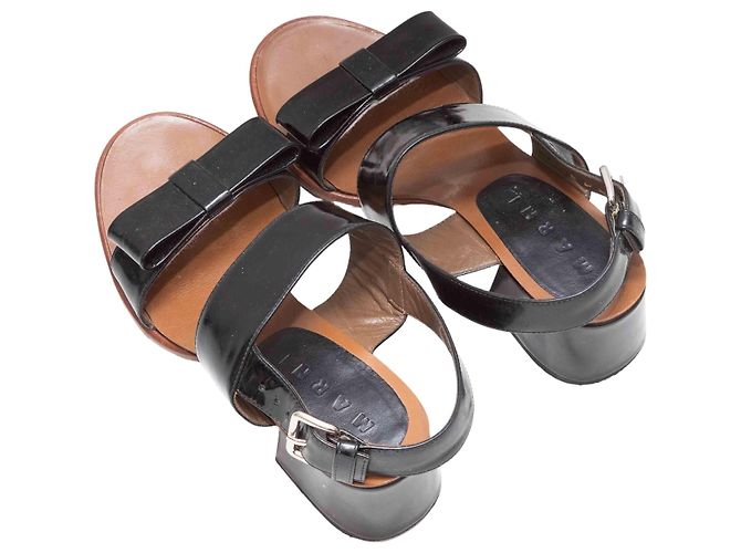 Schwarze Marni Lackleder-Slingback-Sandalen mit Absatz Größe 36.5 - Ansicht 3