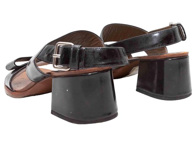 Schwarze Marni Lackleder-Slingback-Sandalen mit Absatz Größe 36.5 - Ansicht 4