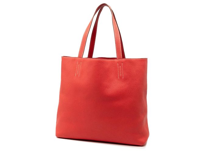 Borsa Tote Hermès Clemence Double Sens 36 rossa Rosso - vista 2