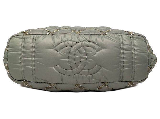 Tote Gray Chanel Paris Byzance Nylon Tweed On Stitch Grigio - vista 3