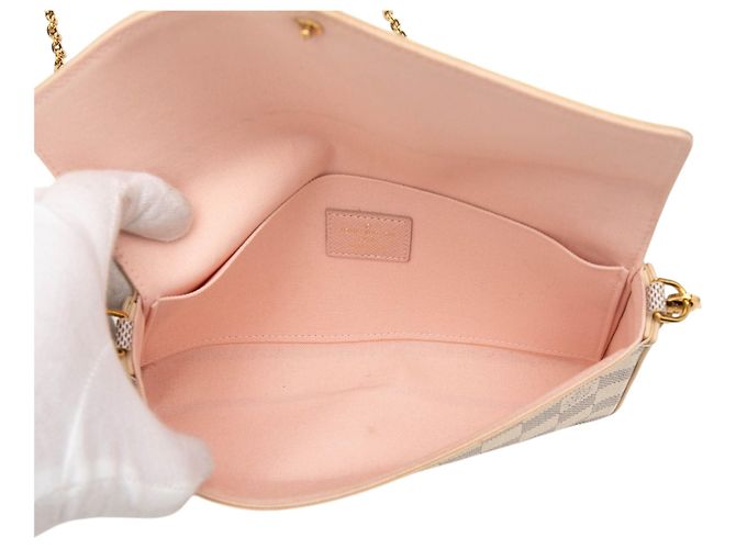Borsa a tracolla Louis Vuitton Damier Azur bianca Bianco - vista 4