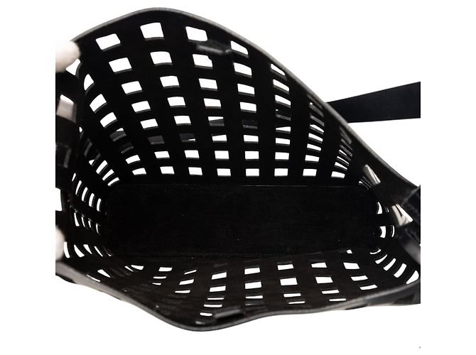 Borsa a tracolla in pelle traforata nera Prada Nero - vista 4