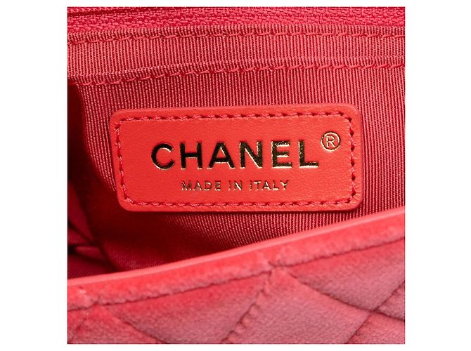 Borsa a tracolla Chanel Mini Square Classic Velvet Pearl Crush Single Flap rosa - vista 5