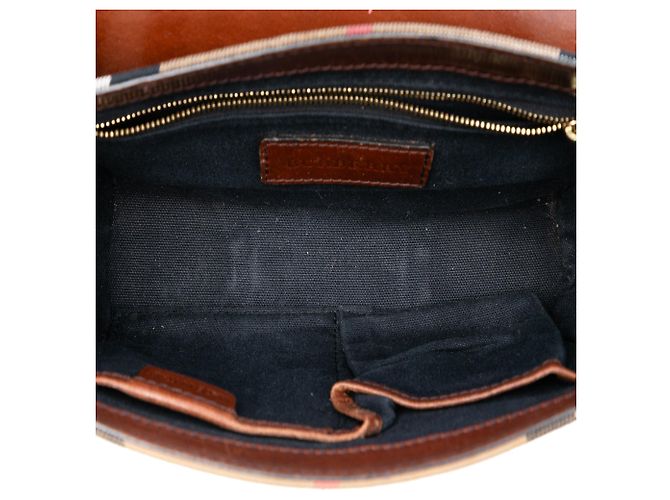 Bolsa transversal Abbott em couro marrom e lona House Check da Burberry - vista 4
