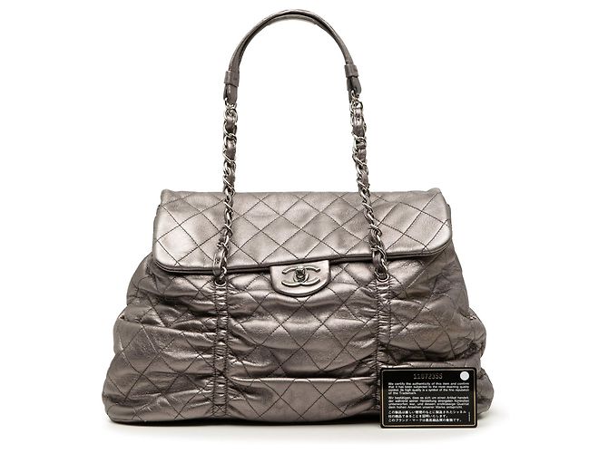 Borsa Chanel Quilted Metallic Lambskin Sharpei Argentata Argento - vista 7