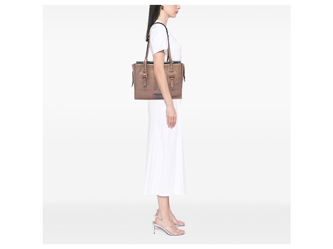 Borsa Etiquette in pelle di vitello marrone Prada - vista 6