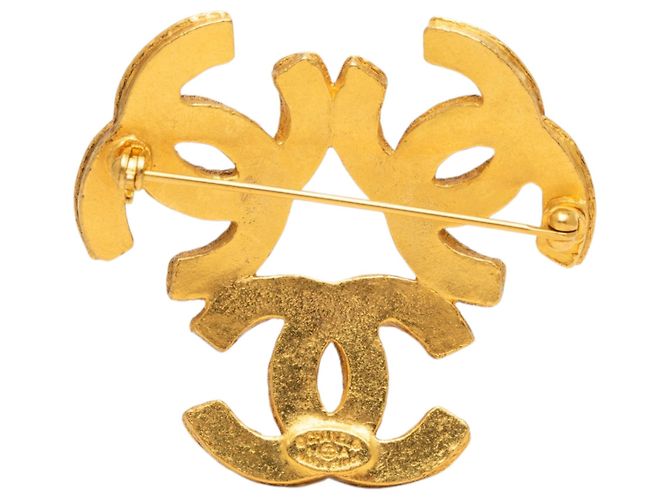 Spilla Triple CC placcata oro Gold Chanel D'oro - vista 2