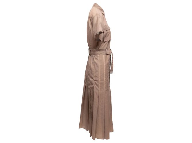 Braunes Sacai Kurzarm-Plissee-Kleid Designer Größe 2 - Ansicht 2