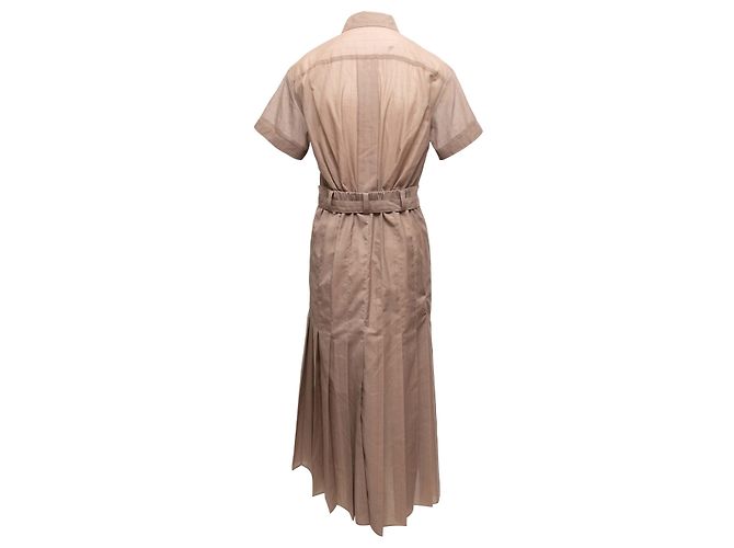 Braunes Sacai Kurzarm-Plissee-Kleid Designer Größe 2 - Ansicht 3