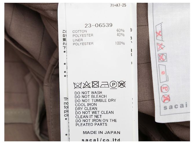 Braunes Sacai Kurzarm-Plissee-Kleid Designer Größe 2 - Ansicht 4
