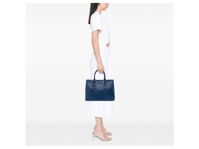Tote Prada Large Saffiano Lux Galleria Double Zip Blu - vista 6