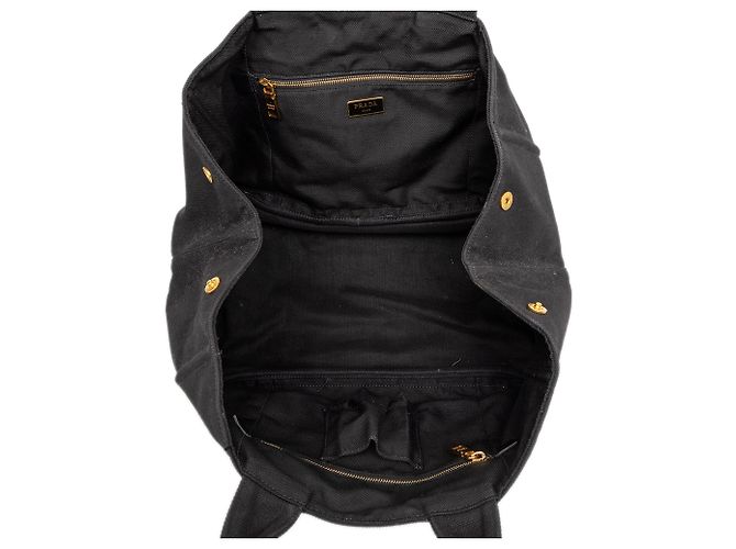Borsa Tote e Borsa a tracolla Prada Large Canvas Canapa Logo nera Nero - vista 4