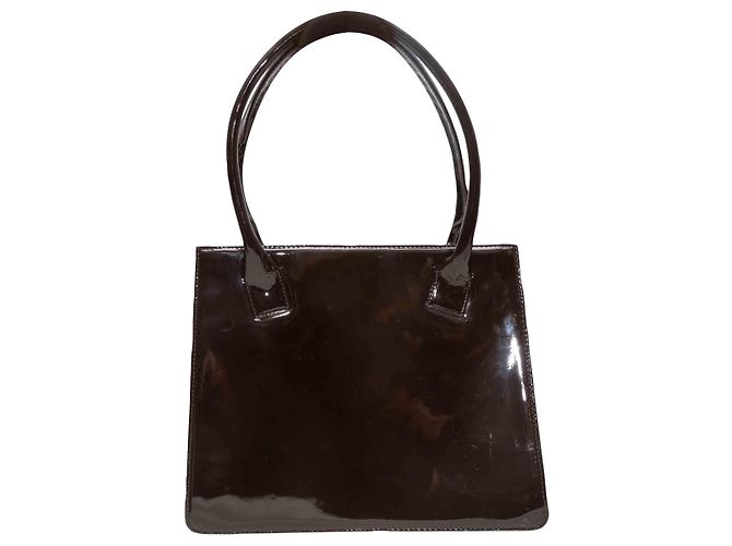Borsa a mano in pelle vernice marrone Dolce & Gabbana - vista 3