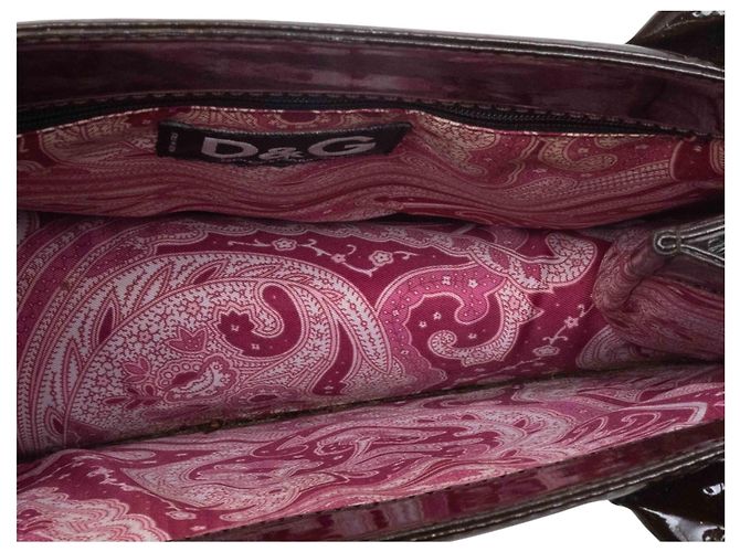 Borsa a mano in pelle vernice marrone Dolce & Gabbana - vista 6