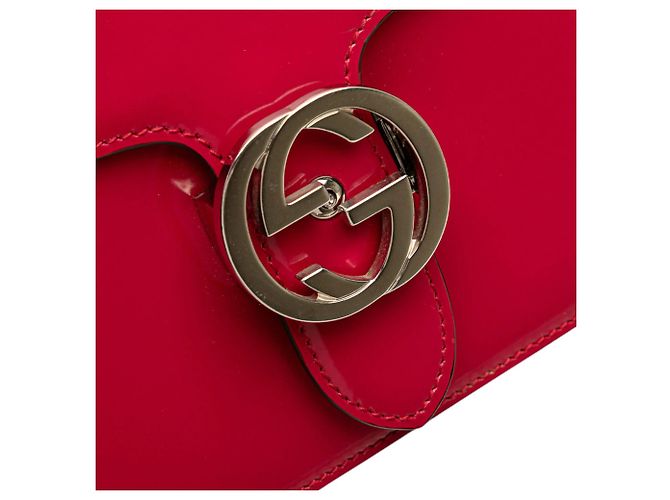 Borsa a tracolla Gucci Medium Patent Dollar Interlocking G rossa Rosso - vista 7