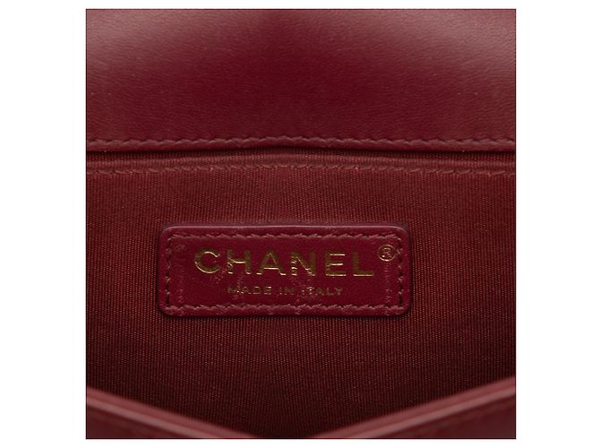 Borsa a tracolla Chanel Boy Small in agnello trapuntato e tweed intrecciato rosso - vista 5