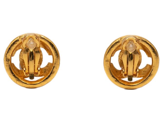 Orecchini a clip rotondi Chanel CC placcati oro D'oro - vista 2