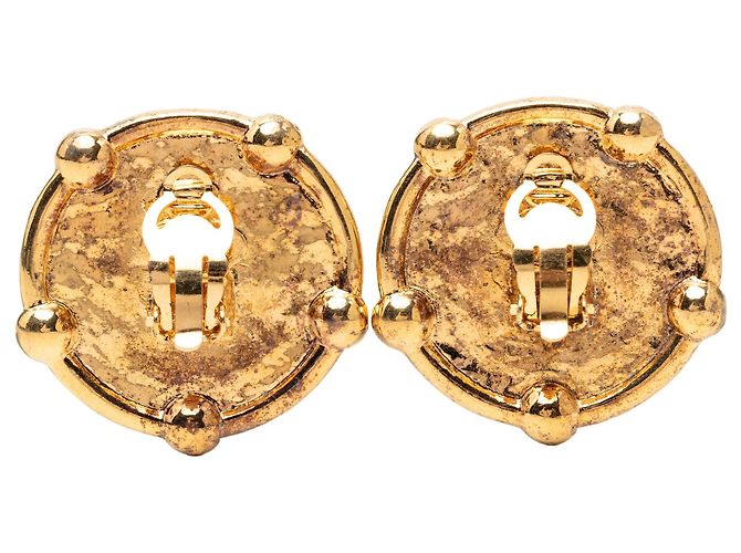 Orecchini a clip rotondi Chanel CC placcati oro D'oro - vista 2