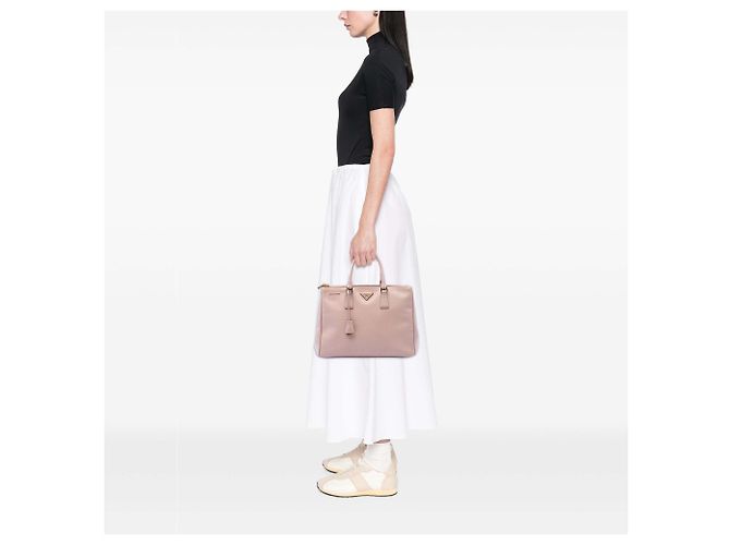 Borsa Prada Large Saffiano Lux Galleria Double Zip marrone - vista 6